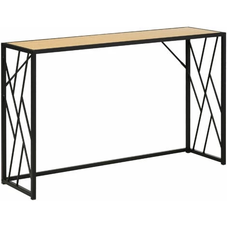 HOMCOM Console Table D'appoint Style Contemporain Plateau Aspect Bois Chêne Clair Châssis Métal Noir - Beige 3 HOMCOM Console Table D'appoint Style Contemporain Plateau Aspect Bois Chêne Clair Châssis Métal Noir - Beige