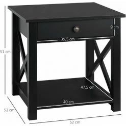 HOMCOM Table De Chevet Table De Nuit Style Cosy Avec Croix Latérales Tiroir Et étagère MDF Noir - Noir 9 HOMCOM Table De Chevet Table De Nuit Style Cosy Avec Croix Latérales Tiroir Et étagère MDF Noir - Noir -France HOMCOM Soldes 2022 56842056 3