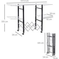 HOMCOM Séchoir à Linge étendoir à Vêtements Pliable Réglable Avec 4 Roulettes - Grand Capacité - Dim. 157,5L X 54l X 101H Cm - Alu. Métal Blanc Noir - Noir 9 HOMCOM Séchoir à Linge étendoir à Vêtements Pliable Réglable Avec 4 Roulettes - Grand Capacité - Dim. 157,5L X 54l X 101H Cm - Alu. Métal Blanc Noir - Noir -France HOMCOM Soldes 2022 56842116 3