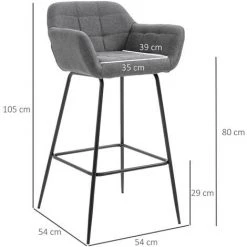 HOMCOM Lot De 2 Tabourets De Bar Design Assise Dossier Capitonné Repose-pied Acier Noir Aspect Lin Gris 9 HOMCOM Lot De 2 Tabourets De Bar Design Assise Dossier Capitonné Repose-pied Acier Noir Aspect Lin Gris -France HOMCOM Soldes 2022 57123274 3
