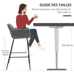 HOMCOM Lot De 2 Tabourets De Bar Design Assise Dossier Capitonné Repose-pied Acier Noir Aspect Lin Gris 11 HOMCOM Lot De 2 Tabourets De Bar Design Assise Dossier Capitonné Repose-pied Acier Noir Aspect Lin Gris -France HOMCOM Soldes 2022 57123274 5