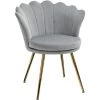 HOMCOM Chaise Coquillage Chaise Design Pieds Métal Dorés Effilés Velours Gris