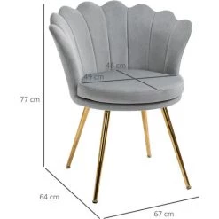 HOMCOM Chaise Coquillage Chaise Design Pieds Métal Dorés Effilés Velours Gris 9 HOMCOM Chaise Coquillage Chaise Design Pieds Métal Dorés Effilés Velours Gris -France HOMCOM Soldes 2022 57125658 3