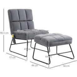 HOMCOM Fauteuil De Massage Avec Repose-pied - Style Néo-rétro Capitonné - Châssis Acier Noir Aspect Velours Gris 9 HOMCOM Fauteuil De Massage Avec Repose-pied - Style Néo-rétro Capitonné - Châssis Acier Noir Aspect Velours Gris -France HOMCOM Soldes 2022 57125660 3