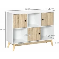 HOMCOM Bibliothèque Meuble De Rangement Design Scandinave 3 Niches 3 Portes Panneaux Particules Blanc Aspect Chêne Clair - Blanc 9 HOMCOM Bibliothèque Meuble De Rangement Design Scandinave 3 Niches 3 Portes Panneaux Particules Blanc Aspect Chêne Clair - Blanc -France HOMCOM Soldes 2022 57600889 3