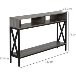 HOMCOM Table Console Table D'Entrée Industriel Multi-rangements 120 X 23,5 X 75 Cm Bois Gris - Gris -France HOMCOM Soldes 2022 58238500 3