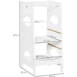 HOMCOM Tour D'apprentissage - Tour D'observation Pour Enfant 3-6 Ans - Marches Antidérapantes, Hauteur Réglable, Barreau, Hauts Rebords De Sécurité - MDF Blanc - Blanc 9 HOMCOM Tour D'apprentissage - Tour D'observation Pour Enfant 3-6 Ans - Marches Antidérapantes, Hauteur Réglable, Barreau, Hauts Rebords De Sécurité - MDF Blanc - Blanc -France HOMCOM Soldes 2022 58393043 3