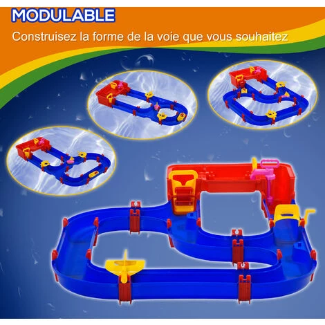 HOMCOM Circuit Aquatique Enfant - Circuit D'eau - Jeu Plein Air Enfant - Jeu D'eau - Total 53 Accessoires Inclus - PP Bleu Rouge - Bleu 7 HOMCOM Circuit Aquatique Enfant - Circuit D'eau - Jeu Plein Air Enfant - Jeu D'eau - Total 53 Accessoires Inclus - PP Bleu Rouge - Bleu – Image 5