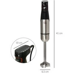 HOMCOM Mixeur Plongeant Multifonction 1000 W - Mélangeur à Main, Hâchoir, Batteur, 2 Bols - Acier Inox. ABS Noir -France HOMCOM Soldes 2022 58393088 3