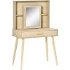 HOMCOM Coiffeuse Design Scandinave - Table De Maquillage - Grand Tiroir, 3 étagères, 2 Niches, Placard Porte Miroir - Piètement Hévéa Panneaux Particules Aspect Chêne Clair - Beige 2 HOMCOM Coiffeuse Design Scandinave - Table De Maquillage - Grand Tiroir, 3 étagères, 2 Niches, Placard Porte Miroir - Piètement Hévéa Panneaux Particules Aspect Chêne Clair - Beige -France HOMCOM Soldes 2022 58393103 1
