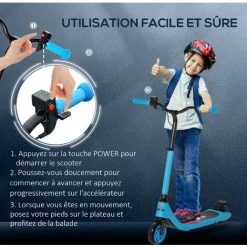 HOMCOM Trottinette électrique Enfant 120 W - 8 Km/h Max. - Autonomie 6 Km Max. - Hauteur Guidon Réglable - Alu. Acier Bleu - Bleu 11 HOMCOM Trottinette électrique Enfant 120 W - 8 Km/h Max. - Autonomie 6 Km Max. - Hauteur Guidon Réglable - Alu. Acier Bleu - Bleu -France HOMCOM Soldes 2022 58393135 5
