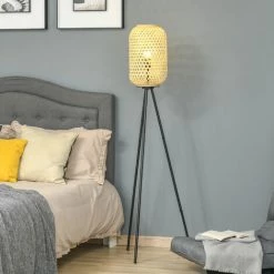 HOMCOM Lampadaire Trépied Cannage Bambou Style Cosy 40 W Max. H.152H Cm Piètement Acier Noir - Beige 10 HOMCOM Lampadaire Trépied Cannage Bambou Style Cosy 40 W Max. H.152H Cm Piètement Acier Noir - Beige -France HOMCOM Soldes 2022 58393140 4