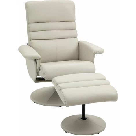 HOMCOM Fauteuil Relax Inclinable Pivotant Contemporain Avec Repose-pieds Grand Confort Revêtement Synthétique Crème - Crème 3 HOMCOM Fauteuil Relax Inclinable Pivotant Contemporain Avec Repose-pieds Grand Confort Revêtement Synthétique Crème - Crème