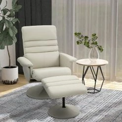 HOMCOM Fauteuil Relax Inclinable Pivotant Contemporain Avec Repose-pieds Grand Confort Revêtement Synthétique Crème - Crème 8 HOMCOM Fauteuil Relax Inclinable Pivotant Contemporain Avec Repose-pieds Grand Confort Revêtement Synthétique Crème - Crème -France HOMCOM Soldes 2022 59418503 2