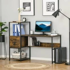 HOMCOM Bureau Informatique Design Industriel Avec Bibliothèque 3 étagères 2 Tiroirs Panneaux Particules Aspect Vieux Bois Métal Noir - Marron 8 HOMCOM Bureau Informatique Design Industriel Avec Bibliothèque 3 étagères 2 Tiroirs Panneaux Particules Aspect Vieux Bois Métal Noir - Marron -France HOMCOM Soldes 2022 59671621 2