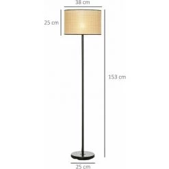 HOMCOM Lampadaire Cannage Style Cosy 40 W Max. H.153H Cm Piètement Mât Noir Abat-jour Cannage - Noir 9 HOMCOM Lampadaire Cannage Style Cosy 40 W Max. H.153H Cm Piètement Mât Noir Abat-jour Cannage - Noir -France HOMCOM Soldes 2022 59671752 3