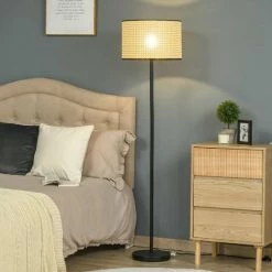 HOMCOM Lampadaire Cannage Style Cosy 40 W Max. H.153H Cm Piètement Mât Noir Abat-jour Cannage - Noir 10 HOMCOM Lampadaire Cannage Style Cosy 40 W Max. H.153H Cm Piètement Mât Noir Abat-jour Cannage - Noir -France HOMCOM Soldes 2022 59671752 4