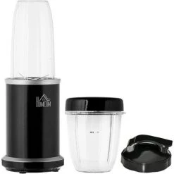 HOMCOM Blender 1000 W - 4 Modes - 2 Bols 700 Ml Et 350 Ml - Système Verrouillage Sécurité - Nettoyage Facile - Alu. Tritan Noir - Noir