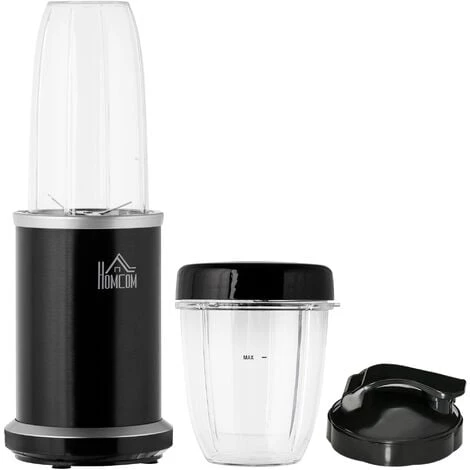 HOMCOM Blender 1000 W - 4 Modes - 2 Bols 700 Ml Et 350 Ml - Système Verrouillage Sécurité - Nettoyage Facile - Alu. Tritan Noir - Noir 3 HOMCOM Blender 1000 W - 4 Modes - 2 Bols 700 Ml Et 350 Ml - Système Verrouillage Sécurité - Nettoyage Facile - Alu. Tritan Noir - Noir