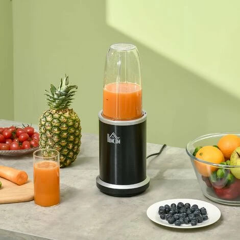 HOMCOM Blender 1000 W - 4 Modes - 2 Bols 700 Ml Et 350 Ml - Système Verrouillage Sécurité - Nettoyage Facile - Alu. Tritan Noir - Noir 4 HOMCOM Blender 1000 W - 4 Modes - 2 Bols 700 Ml Et 350 Ml - Système Verrouillage Sécurité - Nettoyage Facile - Alu. Tritan Noir - Noir – Image 2