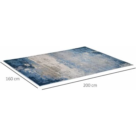 HOMCOM Tapis Effet Tie And Dye Aspect Cachemire - Dim. 2L X 1,6l M - 100% Polyester - Bleu Gris - Bleu 5 HOMCOM Tapis Effet Tie And Dye Aspect Cachemire - Dim. 2L X 1,6l M - 100% Polyester - Bleu Gris - Bleu – Image 3