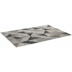 HOMCOM Tapis Effet Tie And Dye Style Graphique Aspect Cachemire - Dim. 2,3L X 1,6l M - 100% Polyester - Gris Noir Blanc - Gris