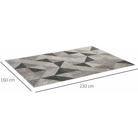 HOMCOM Tapis Effet Tie And Dye Style Graphique Aspect Cachemire - Dim. 2,3L X 1,6l M - 100% Polyester - Gris Noir Blanc - Gris 5 HOMCOM Tapis Effet Tie And Dye Style Graphique Aspect Cachemire - Dim. 2,3L X 1,6l M - 100% Polyester - Gris Noir Blanc - Gris – Image 3