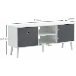 HOMCOM Meuble TV Banc TV Style Contemporain - 2 Niches, 2 Paniers, Passe-câbles, Grand Plateau - Dim. 110L X 29l X 46H Cm - MDF Pin Blanc Non Tissé Gris - Gris 9 HOMCOM Meuble TV Banc TV Style Contemporain - 2 Niches, 2 Paniers, Passe-câbles, Grand Plateau - Dim. 110L X 29l X 46H Cm - MDF Pin Blanc Non Tissé Gris - Gris -France HOMCOM Soldes 2022 60072242 3