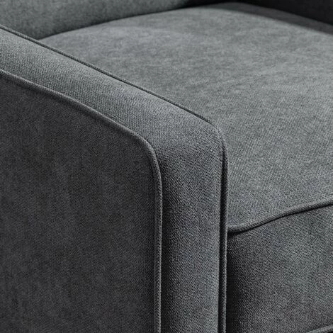 HOMCOM Fauteuil Inclinable Style Néo-rétro Dossier Capitonné 9 Boutons épais Garnissage Mousse Haute Densité Repose-pied Réglable Tissu Aspect Lin Gris - Gris 7 HOMCOM Fauteuil Inclinable Style Néo-rétro Dossier Capitonné 9 Boutons épais Garnissage Mousse Haute Densité Repose-pied Réglable Tissu Aspect Lin Gris - Gris – Image 5