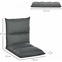 HOMCOM Fauteuil Convertible Fauteuil Paresseux Grand Confort Inclinaison Dossier Multipositions 90°-180° Acier Tissu Aspect Lin Gris - Gris -France HOMCOM Soldes 2022 60193591 3