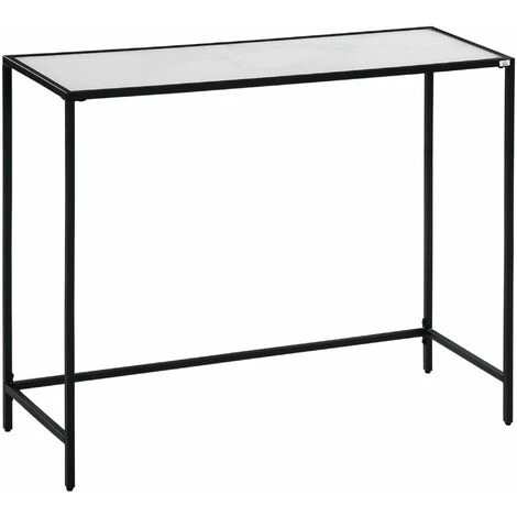 HOMCOM Console Table D'appoint Style Contemporain Plateau Verre Trempé Blanc Mat Châssis Acier Noir - Blanc 3 HOMCOM Console Table D'appoint Style Contemporain Plateau Verre Trempé Blanc Mat Châssis Acier Noir - Blanc