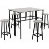 HOMCOM Ensemble Table De Bar Style Industriel 6 Pièces - 2 Tables, 4 Tabourets - Acier Noir Panneaux Particules Aspect Bois Gris - Gris -France HOMCOM Soldes 2022 60352090 1