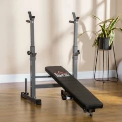 HOMCOM Banc De Musculation Fitness Pliable Entrainement Complet Poignées à Dips Racks Poids Support Haltères Réglable Acier Gris Noir - Gris -France HOMCOM Soldes 2022 60352116 2