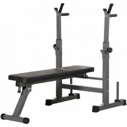 HOMCOM Banc De Musculation Fitness Pliable Entrainement Complet Poignées à Dips Racks Poids Support Haltères Réglable Acier Gris Noir - Gris -France HOMCOM Soldes 2022 60352116 5