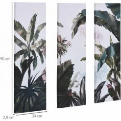 HOMCOM Triptyque Imprimé Et Peint Paysage Tropical - Dim. 90L X 30l Cm (x3) - Décoration Murale - Toile 100% Polyester Structure Bois De Pin Encre Vert Blanc - Blanc 9 HOMCOM Triptyque Imprimé Et Peint Paysage Tropical - Dim. 90L X 30l Cm (x3) - Décoration Murale - Toile 100% Polyester Structure Bois De Pin Encre Vert Blanc - Blanc -France HOMCOM Soldes 2022 60352172 3