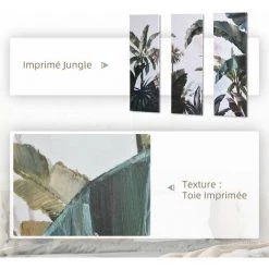 HOMCOM Triptyque Imprimé Et Peint Paysage Tropical - Dim. 90L X 30l Cm (x3) - Décoration Murale - Toile 100% Polyester Structure Bois De Pin Encre Vert Blanc - Blanc 11 HOMCOM Triptyque Imprimé Et Peint Paysage Tropical - Dim. 90L X 30l Cm (x3) - Décoration Murale - Toile 100% Polyester Structure Bois De Pin Encre Vert Blanc - Blanc -France HOMCOM Soldes 2022 60352172 5