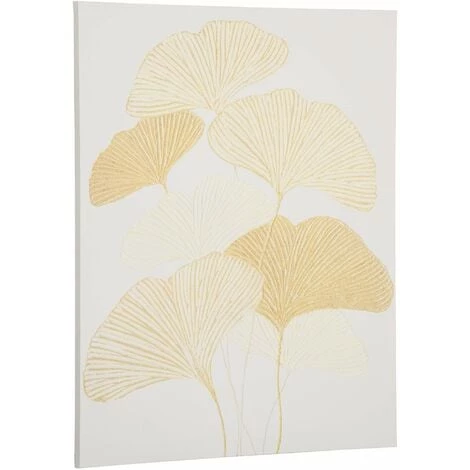 HOMCOM Tableau Imprimé Et Peint Feuilles Ginkgo Biloba - Dim. 100L X 80l Cm - Décoration Murale - Toile 100% Polyester Structure Bois De Pin Encre Dorée Blanc - Blanc 3 HOMCOM Tableau Imprimé Et Peint Feuilles Ginkgo Biloba - Dim. 100L X 80l Cm - Décoration Murale - Toile 100% Polyester Structure Bois De Pin Encre Dorée Blanc - Blanc