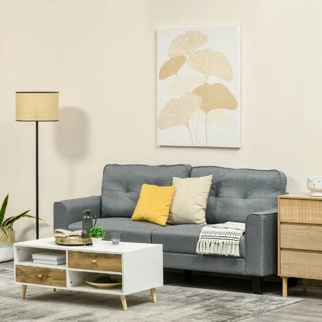 HOMCOM Tableau Imprimé Et Peint Feuilles Ginkgo Biloba - Dim. 100L X 80l Cm - Décoration Murale - Toile 100% Polyester Structure Bois De Pin Encre Dorée Blanc - Blanc 4 HOMCOM Tableau Imprimé Et Peint Feuilles Ginkgo Biloba - Dim. 100L X 80l Cm - Décoration Murale - Toile 100% Polyester Structure Bois De Pin Encre Dorée Blanc - Blanc – Image 2