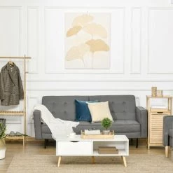 HOMCOM Tableau Imprimé Et Peint Feuilles Ginkgo Biloba - Dim. 100L X 80l Cm - Décoration Murale - Toile 100% Polyester Structure Bois De Pin Encre Dorée Blanc - Blanc 10 HOMCOM Tableau Imprimé Et Peint Feuilles Ginkgo Biloba - Dim. 100L X 80l Cm - Décoration Murale - Toile 100% Polyester Structure Bois De Pin Encre Dorée Blanc - Blanc -France HOMCOM Soldes 2022 60352182 4