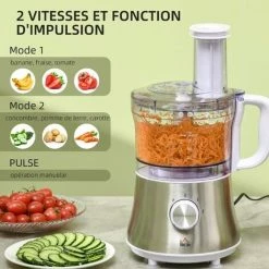 HOMCOM Robot Multifonctions 500 W - Robot De Cuisine Polyvalent - Robot Culinaire 1 L - Hachoir, Mixeur, Trancheur, Râpe - 2 Vitesses, Fonction Pulse - Acier Inox. ABS Blanc - Blanc 11 HOMCOM Robot Multifonctions 500 W - Robot De Cuisine Polyvalent - Robot Culinaire 1 L - Hachoir, Mixeur, Trancheur, Râpe - 2 Vitesses, Fonction Pulse - Acier Inox. ABS Blanc - Blanc -France HOMCOM Soldes 2022 60940566 5