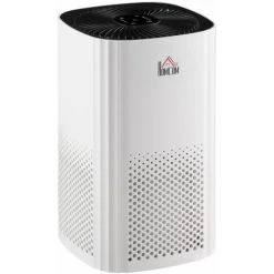 HOMCOM Purificateur D'air 25 W 4 Vitesses Mode Silencieux - Filtre HEPA, Charbon Actif - Jusqu'à 24 M² - Débit D'air Pur 225 M³/h - Timer - ABS Blanc Noir - Blanc