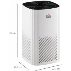 HOMCOM Purificateur D'air 25 W 4 Vitesses Mode Silencieux - Filtre HEPA, Charbon Actif - Jusqu'à 24 M² - Débit D'air Pur 225 M³/h - Timer - ABS Blanc Noir - Blanc -France HOMCOM Soldes 2022 60940567 3