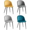 HOMCOM Chaises De Visiteur Design Scandinave - Lot De 4 Chaises - Velours Gris Bleu Canard Moutarde - Multicolore