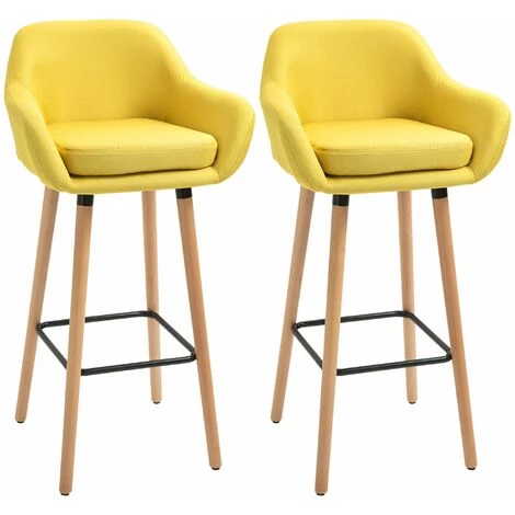 HOMCOM Tabourets De Bar Design Scandinave - Lot De 2 Tabourets De Bar Grand Confort Avec Repose-pieds Et Accoudoirs - Bois De Hêtre Lin Jaune Moutarde - Jaune 3 HOMCOM Tabourets De Bar Design Scandinave - Lot De 2 Tabourets De Bar Grand Confort Avec Repose-pieds Et Accoudoirs - Bois De Hêtre Lin Jaune Moutarde - Jaune