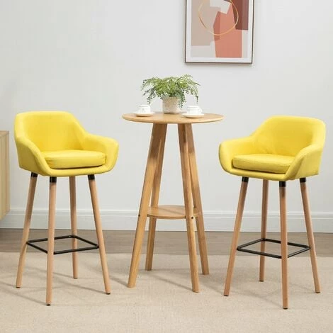 HOMCOM Tabourets De Bar Design Scandinave - Lot De 2 Tabourets De Bar Grand Confort Avec Repose-pieds Et Accoudoirs - Bois De Hêtre Lin Jaune Moutarde - Jaune 6 HOMCOM Tabourets De Bar Design Scandinave - Lot De 2 Tabourets De Bar Grand Confort Avec Repose-pieds Et Accoudoirs - Bois De Hêtre Lin Jaune Moutarde - Jaune – Image 4