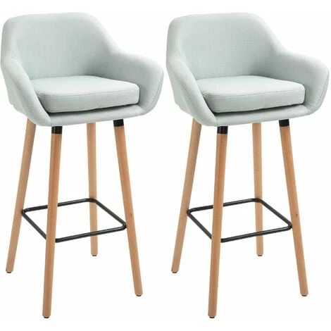 HOMCOM Tabourets De Bar Design Scandinave - Lot De 2 Tabourets De Bar Grand Confort Avec Repose-pieds Et Accoudoirs - Bois De Hêtre Lin Bleu Grisé - Bleu 3 HOMCOM Tabourets De Bar Design Scandinave - Lot De 2 Tabourets De Bar Grand Confort Avec Repose-pieds Et Accoudoirs - Bois De Hêtre Lin Bleu Grisé - Bleu