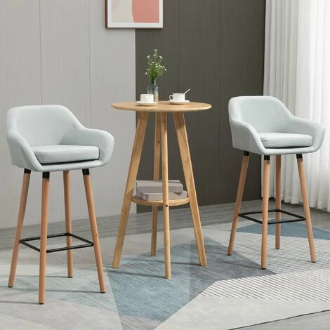 HOMCOM Tabourets De Bar Design Scandinave - Lot De 2 Tabourets De Bar Grand Confort Avec Repose-pieds Et Accoudoirs - Bois De Hêtre Lin Bleu Grisé - Bleu 4 HOMCOM Tabourets De Bar Design Scandinave - Lot De 2 Tabourets De Bar Grand Confort Avec Repose-pieds Et Accoudoirs - Bois De Hêtre Lin Bleu Grisé - Bleu – Image 2