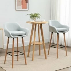 HOMCOM Tabourets De Bar Design Scandinave - Lot De 2 Tabourets De Bar Grand Confort Avec Repose-pieds Et Accoudoirs - Bois De Hêtre Lin Bleu Grisé - Bleu 10 HOMCOM Tabourets De Bar Design Scandinave - Lot De 2 Tabourets De Bar Grand Confort Avec Repose-pieds Et Accoudoirs - Bois De Hêtre Lin Bleu Grisé - Bleu -France HOMCOM Soldes 2022 60940571 4