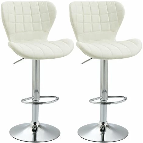 HOMCOM Lot De 2 Tabouret De Bar Design Contemporain Hauteur D'assise Réglable 59-81 Cm Pivotant 360° Lin Crème - Crème 3 HOMCOM Lot De 2 Tabouret De Bar Design Contemporain Hauteur D'assise Réglable 59-81 Cm Pivotant 360° Lin Crème - Crème