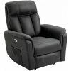 HOMCOM Fauteuil De Relaxation Inclinable électrique Avec Repose-pied Ajustable 2 Pochettes Rangement Tissu Noir Surpiqûres Blanches - Noir -France HOMCOM Soldes 2022 60940573 1
